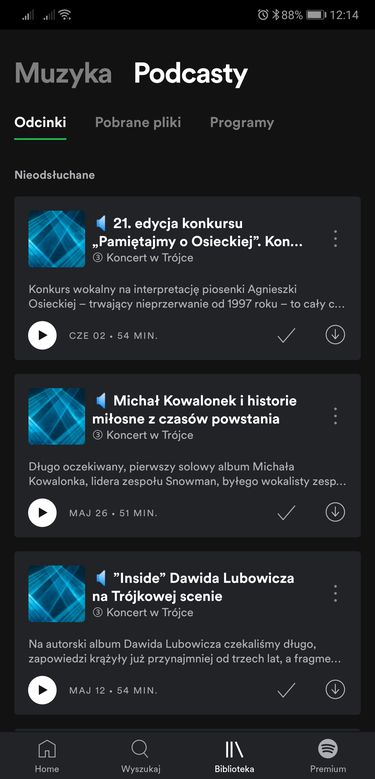 Spotify na Androida i zakładka podcastów.