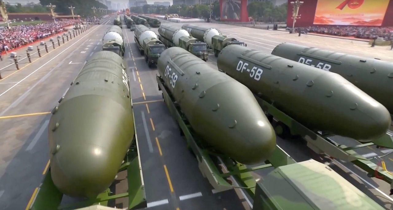 DF-5B missiles showcased during a military parade