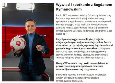 Licytacja WOŚP Bogdana Rymanowskiego