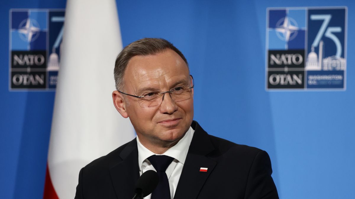 President of Poland Andrzej Duda during the final day of the NATO Summit in Washington DC, United States on July 11, 2024. (Photo by Jakub Porzycki/NurPhoto via Getty Images)