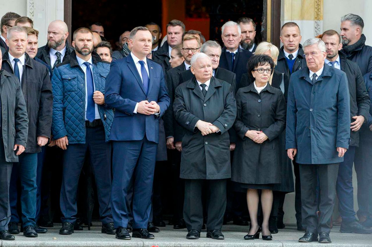 Andrzej Duda, Jarosław Kaczyński, Elżbieta Witek - pogrzeb Kornela Morawieckiego