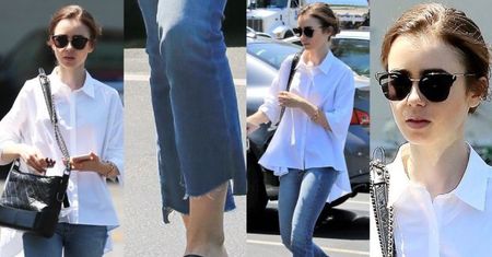 #TRENDY: Lily Collins w "wygryzionych" dżinsach