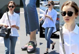 #TRENDY: Lily Collins w "wygryzionych" dżinsach