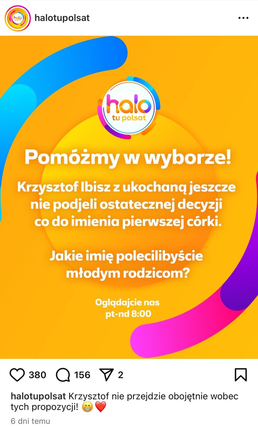 Post stacji z prośbą o pomoc w wyborze imienia