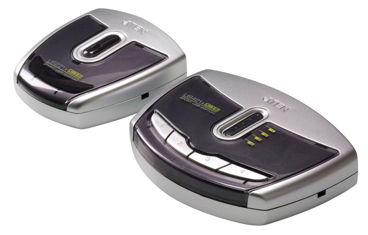 2- i 4-portowe przełączniki USB 2.0 kompatybilne z PC i Mac