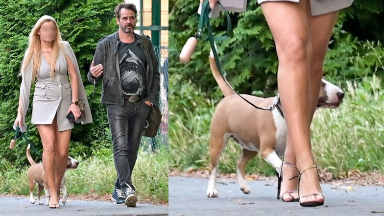 Paweł Deląg z tajemniczą blondynką i jej psem