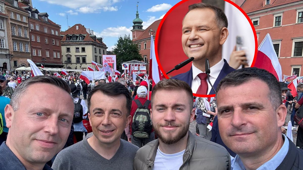 Działacze PiS z powiatu biłgorajskiego na wiecu Karola Nawrockie