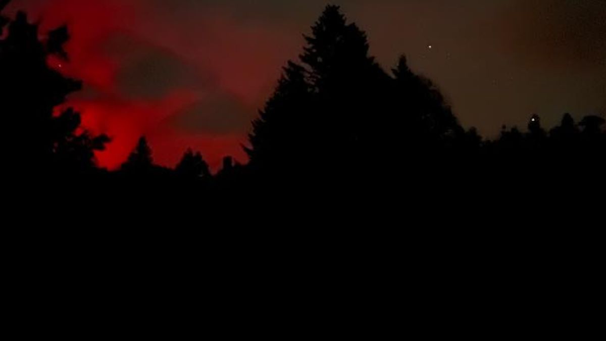 Zorza polarna nad Bieszczadami.