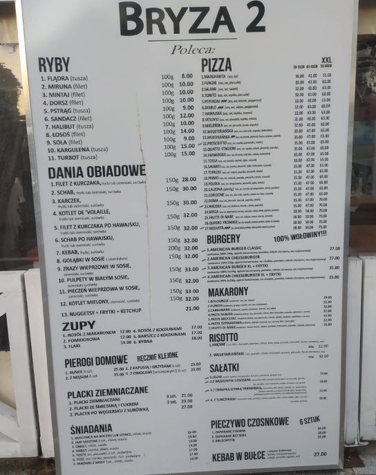 Cennik ze smażalni ryb nad Morzem Bałtyckim Fot. Facebook/I love polskie morze, Maciej Drela