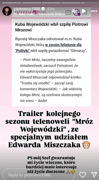 Piotr Mróz odpowiedział Kubie Wojewódzkiemu 