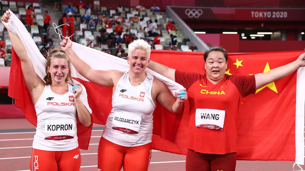 Getty Images / Ryan Pierse / Na zdjęciu od lewej: Malwina Kopron, Anita Włodarczyk i Zheng Wang 