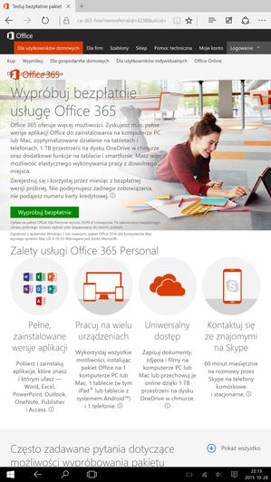 microsoft.com w trybie tabletu
