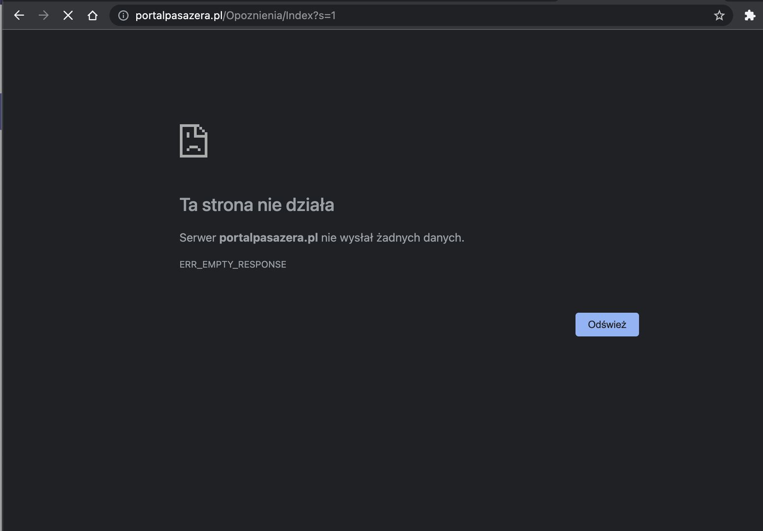 portalpasazera.pl nie działa 