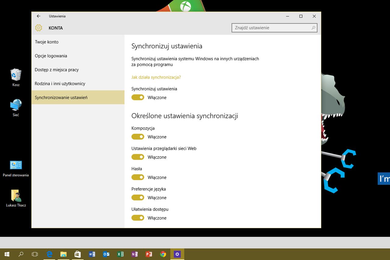 Opcje synchronizacji w Windows 10
