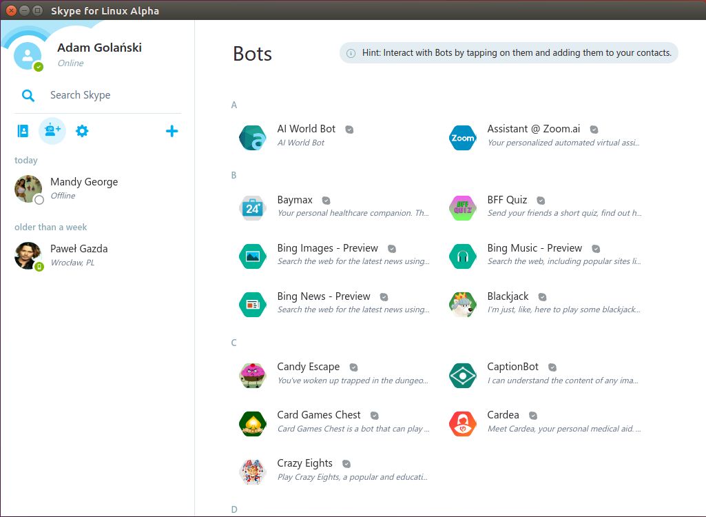 Skype for Linux Alpha 1.16 – komunikator dla ludzi niepopularnych towarzysko