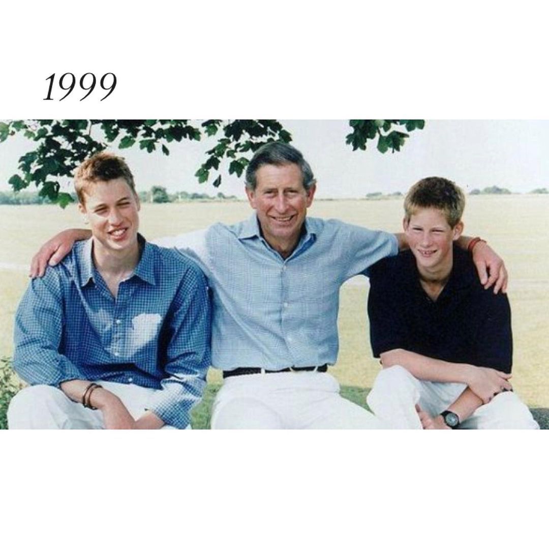 Książę Harry i książę William z księciem Karolem 1999 r.