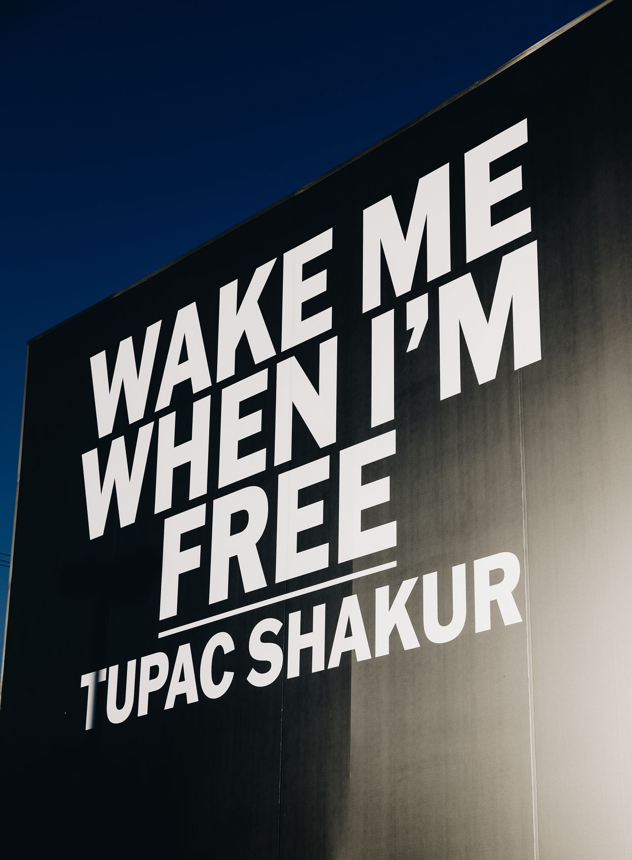 LOS ANGELES, CALIFORNIA - JANUARY 20: The exterior of the 'Tupac Shakur: Wake Me When I'm Free' exhibition is seen at Canvas at L.A. LIVE on January 20, 2022 in Los Angeles, California. (Photo by Rich Fury/Getty Images)