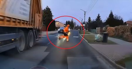 Nagle wyskoczył zza śmieciarki. O krok od tragedii