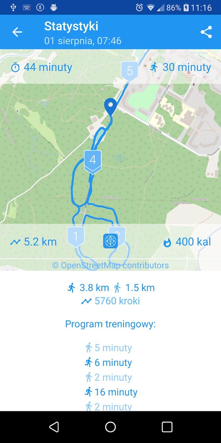 Bieg. Zacznij biegać mapa