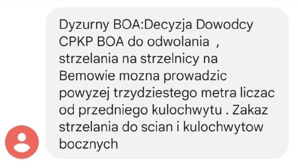 SMS z bramki wewnętrznej BOA do operatorów oddziału