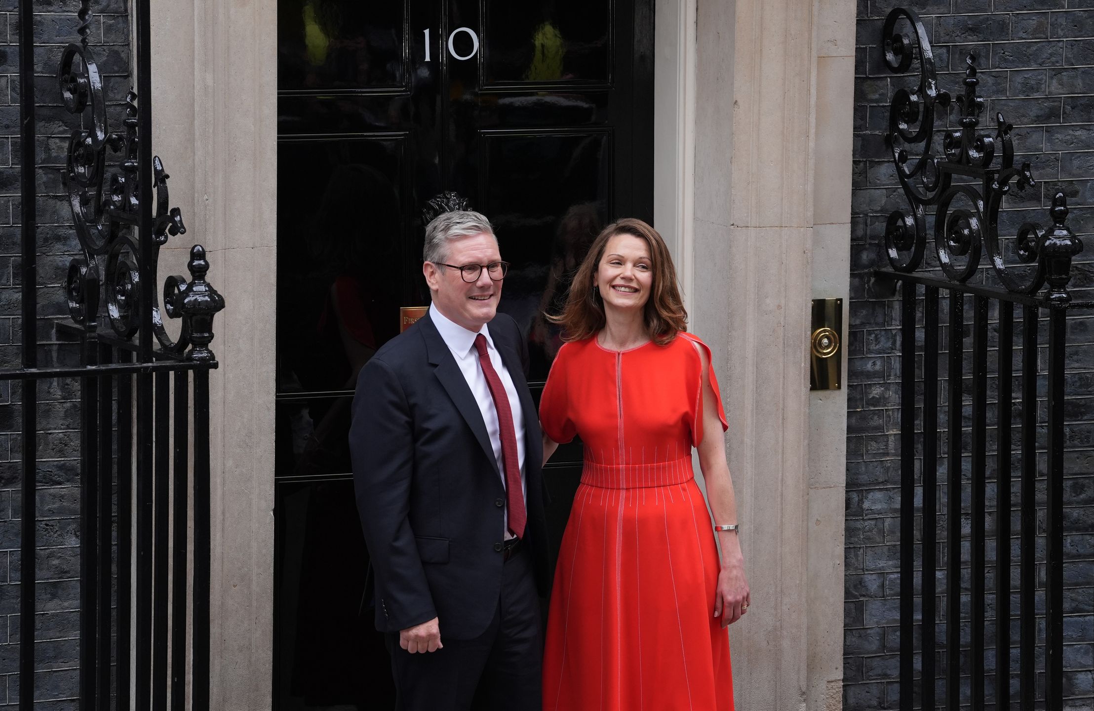 Newly elected Prime Minister Sir Keir Starmer and his wife Victoria outside No 10 Downing Street after the Labour party won a landslide victory at the 2024 General Election. Picture date: Friday July 5, 2024. (Photo by Gareth Fuller/PA Images via Getty Images)