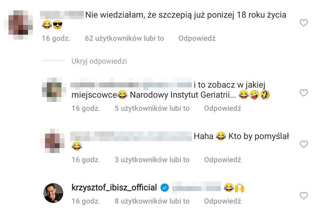 Komentarze pod postem Krzysztofa Ibisza o szczepieniu