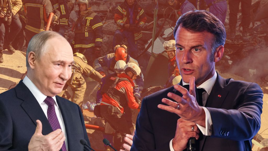 Macron bije w Putina za zmasowany atak na Ukrainę
