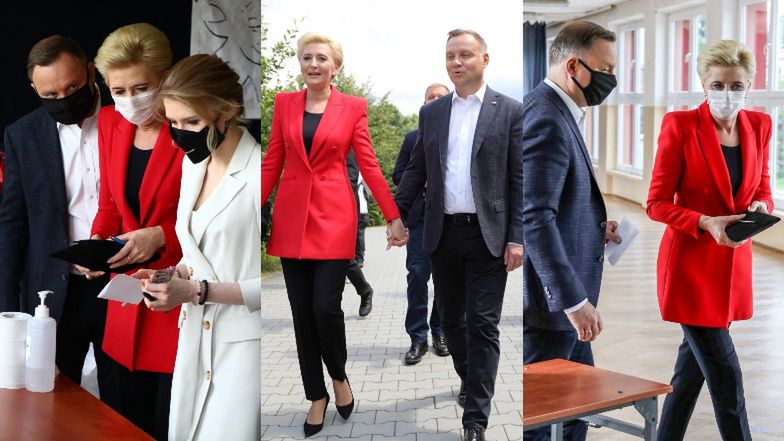 Andrzej Duda zmierza do lokalu wyborczego razem z żoną Agatą i córką Kingą (ZDJĘCIA)