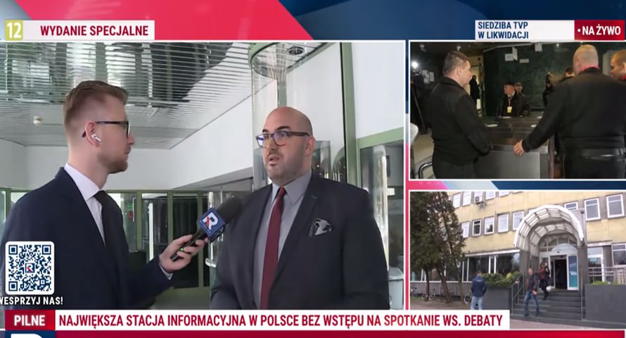 Republika i wPolsce24 usiłowały wejść do TVP na spotkanie ws. debaty. Interweniowała policja