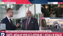 Republika i wPolsce24 usiłowały wejść do TVP na spotkanie ws. debaty. Interweniowała policja