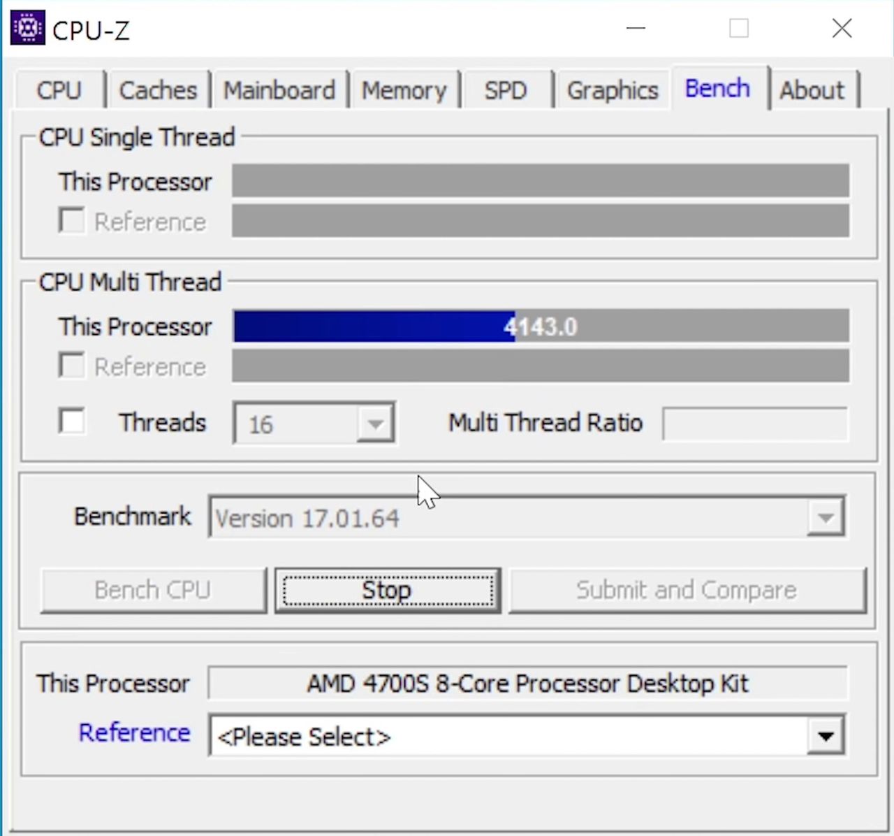 4143 PKT W BENCHMARKU CPU-Z 17.01 64-bit