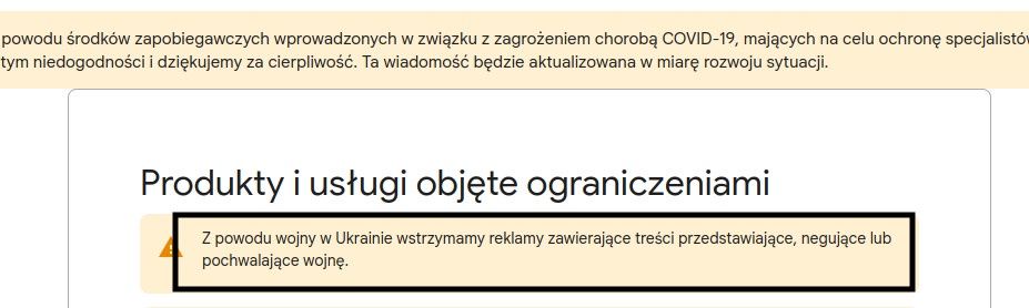 Google o wojnie w Ukrainie pl wersja