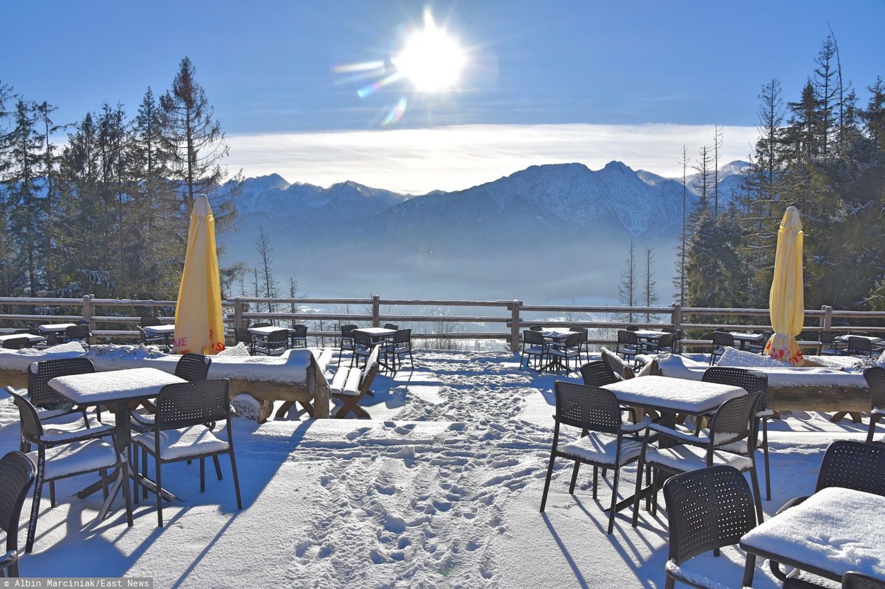 Widok z Gubałówki na Tatry 