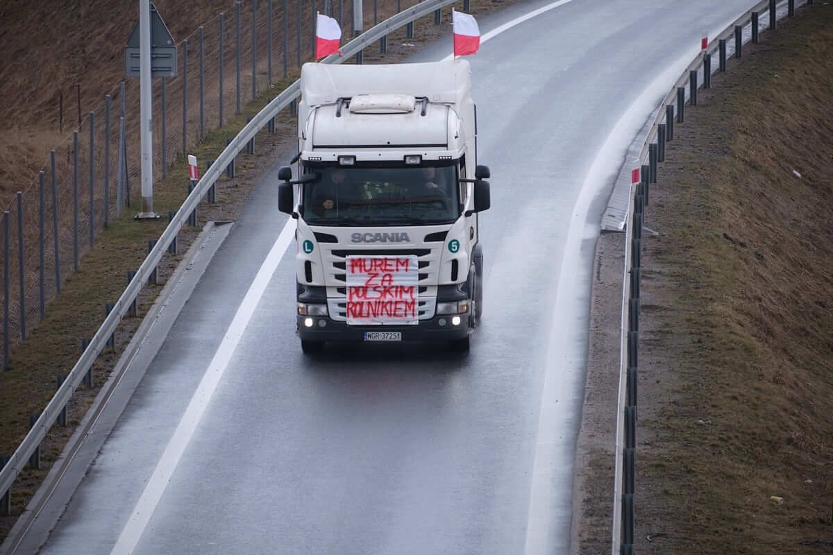 Protest rolników na obwodnicy Lublina - węzeł Lublin Tatary