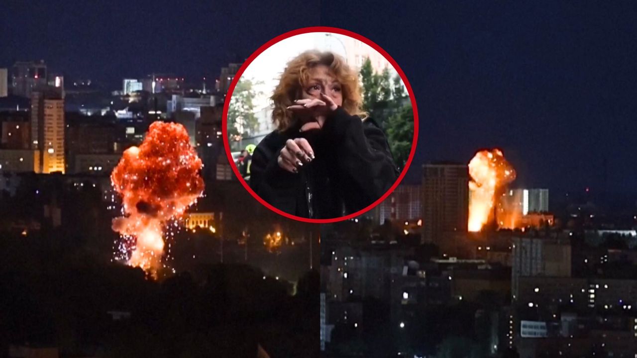 Rakiety i drony w Kijowie. Nagrania z potężnego ataku Rosji