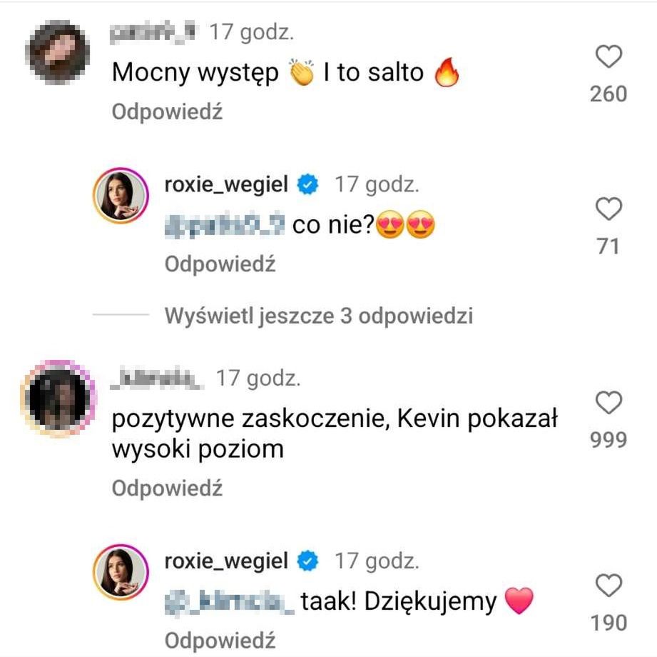 Roksana Węgiel reaguje na pozytywne komentarze pod adresem Kevina Mgleja