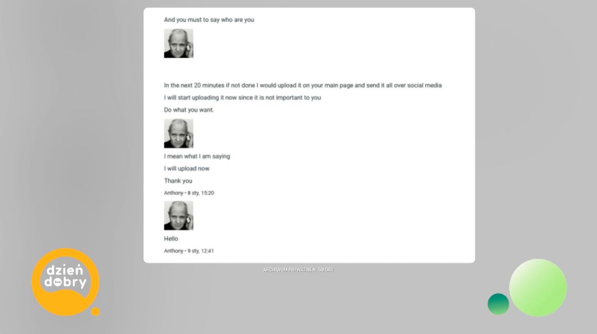 Wiadomości, które Natalia Sikora wymieniała z oszustami