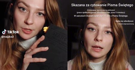 Katolicka tiktokerka usłyszała WYROK! Najjjka twierdzi, że skazano ją za... cytowanie Pisma Świętego