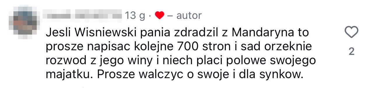 Pola Wiśniewska lajkuje komentarze o rzekomej zdradzie Michała
