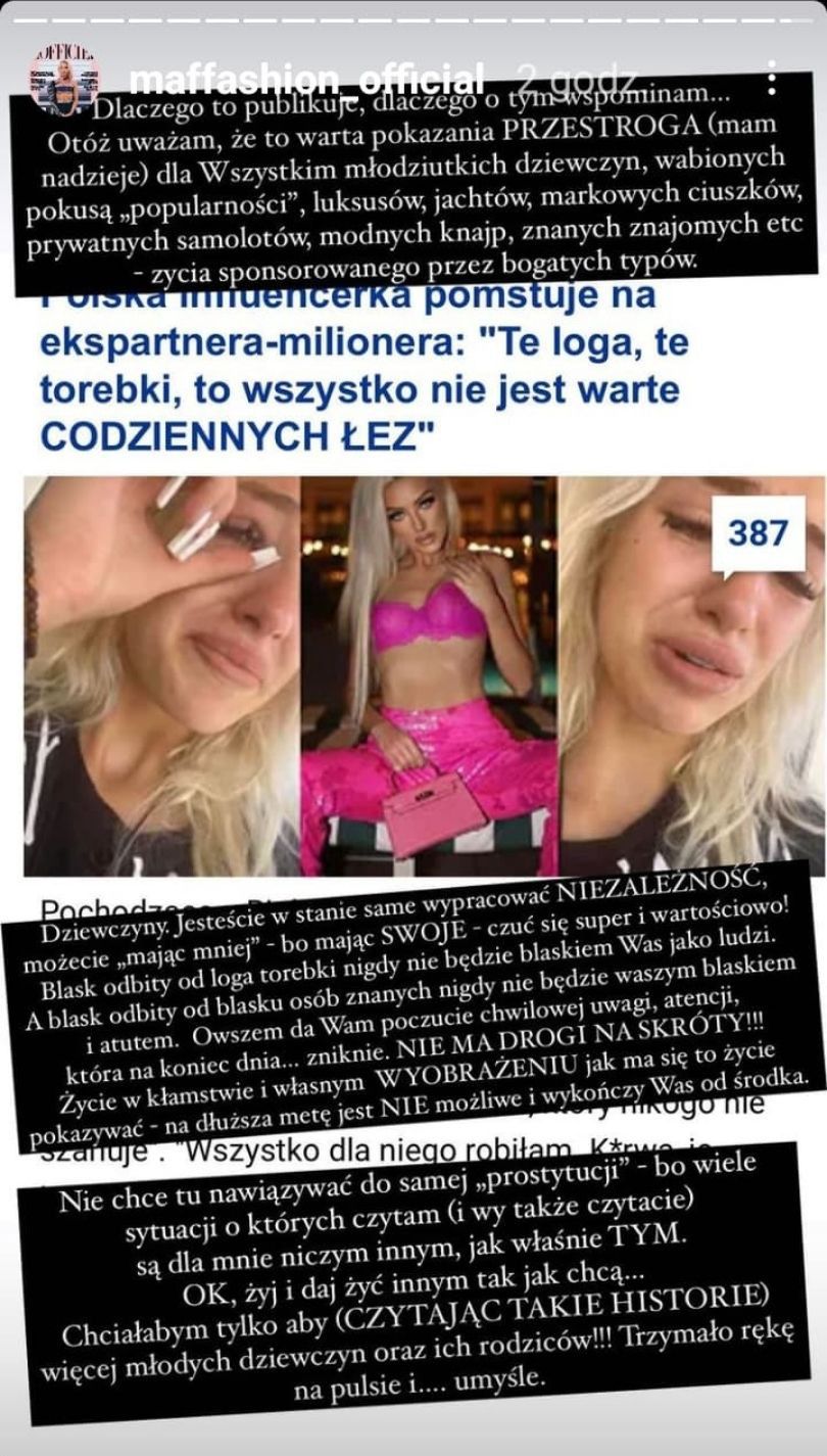 Maffashion komentuje dramat polskiej influencerki
