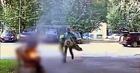 Makabryczne nagranie z Rosji. Zapalił się od papierosa