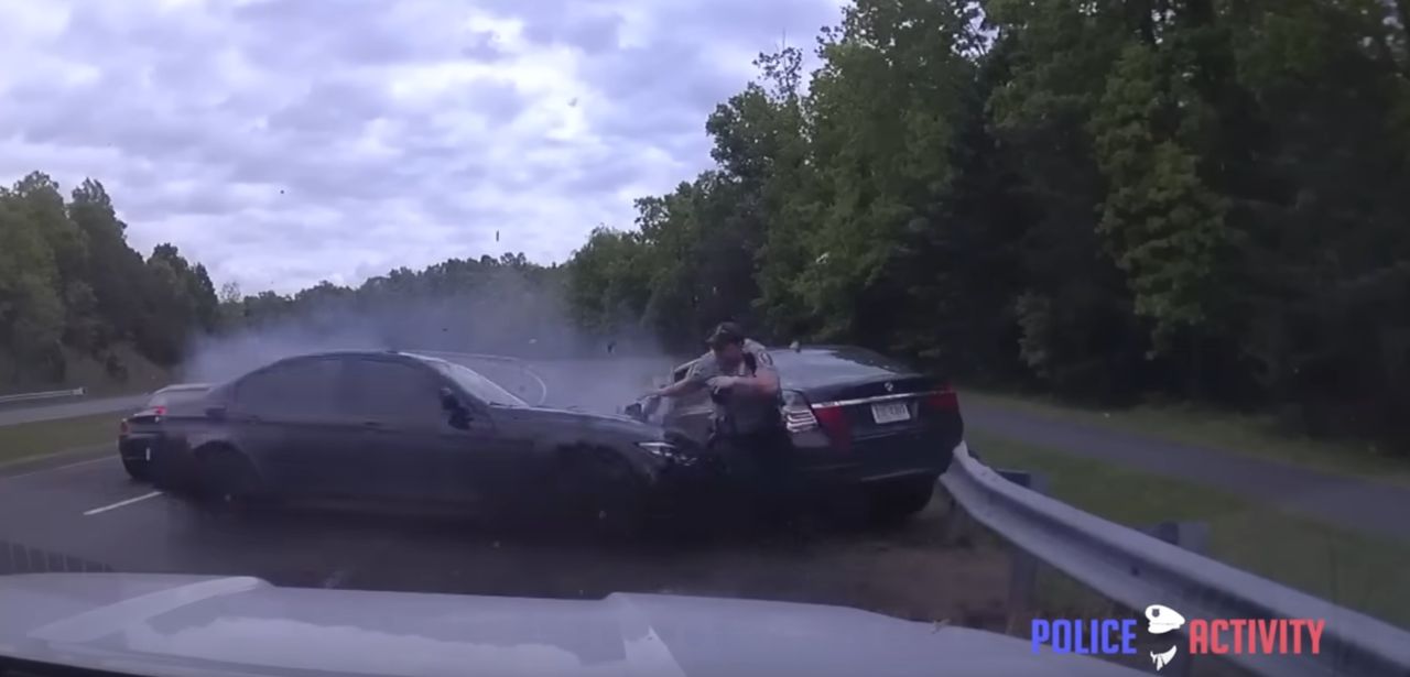 Pędził na niego samochód. Policjant cudem uszedł z życiem