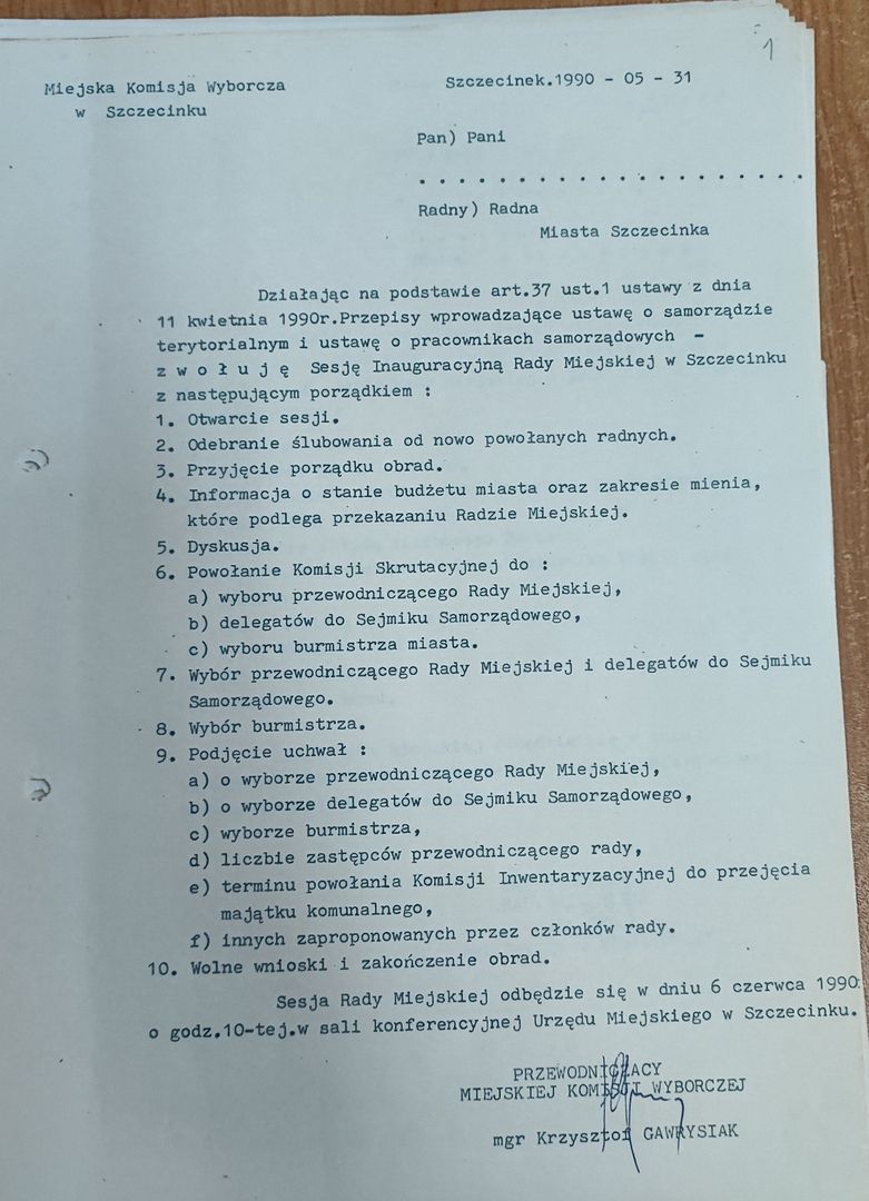 Pierwszy rok działalności Rady Miasta w Szczecinku