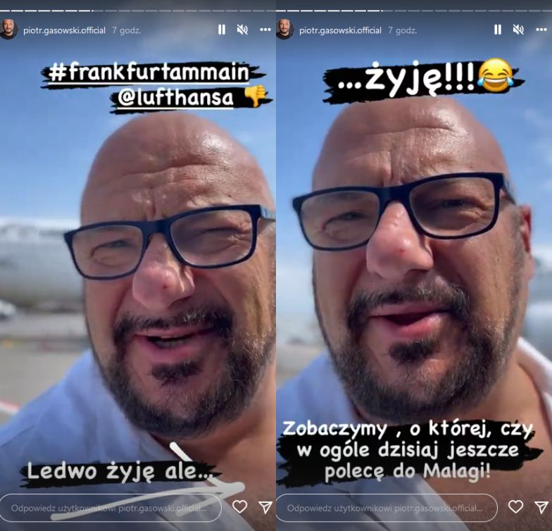 Piotr Gąsowski oczernia i nagrywa siedzącego obok niego w samolocie mężczyznę