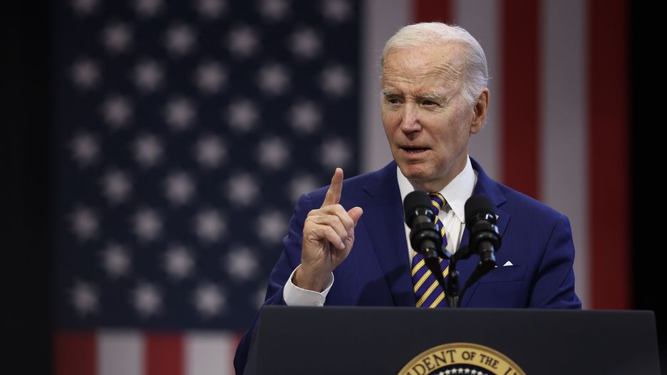 President Biden Delivers Remarks On The Economy In Maryland
LANHAM, MARYLAND - FEBRUARY 15: U.S. President Joe Biden delivers remarks at the International Brotherhood of Electrical Workers union Local 26 on February 15, 2023 in Lanham, Maryland. With the Consumer Price Index climbing by 6.4 percent in January, Biden talked about his administration's work to strengthen the economy in the face of high consumer prices due to stubborn inflation. (Photo by Chip Somodevilla/Getty Images)
Chip Somodevilla