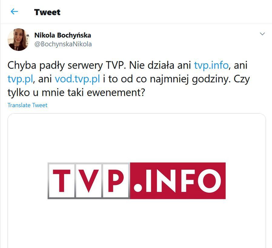 Na problemy z odbiorem TVP w sieci skarżyli się użytkownicy Twittera