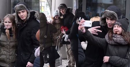 Bednarek otoczony przez tłum fanek pod TVN-en