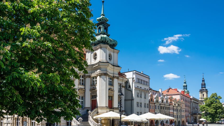 Kamienice Śledziowe znajdują się tuż obok ratusza w Legnicy