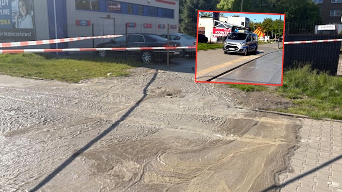 Beton wylał się na jezdnię. Strażników miejskich "zamurowało"