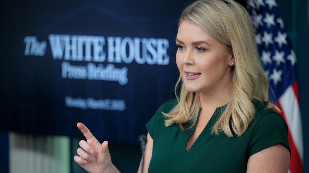 WASHINGTON, DC - MARCH 17: White House Press Secretary Karoline Leavitt conducts a news conference in the Brady Press Briefing Room at the White House on March 17, 2025 in Washington, DC. Leavitt talked about U.S. airstrikes on Houthi rebels in Yemin, the deportation of Venezuelans to El Salvador and whether the Trump administration will conform with federal judges' orders. (Photo by Chip Somodevilla/Getty Images)